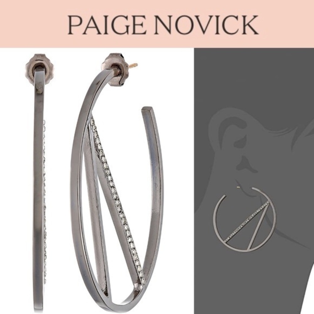 PHUN by Paige Novice Gunmetal Pave Hoop Earrings
